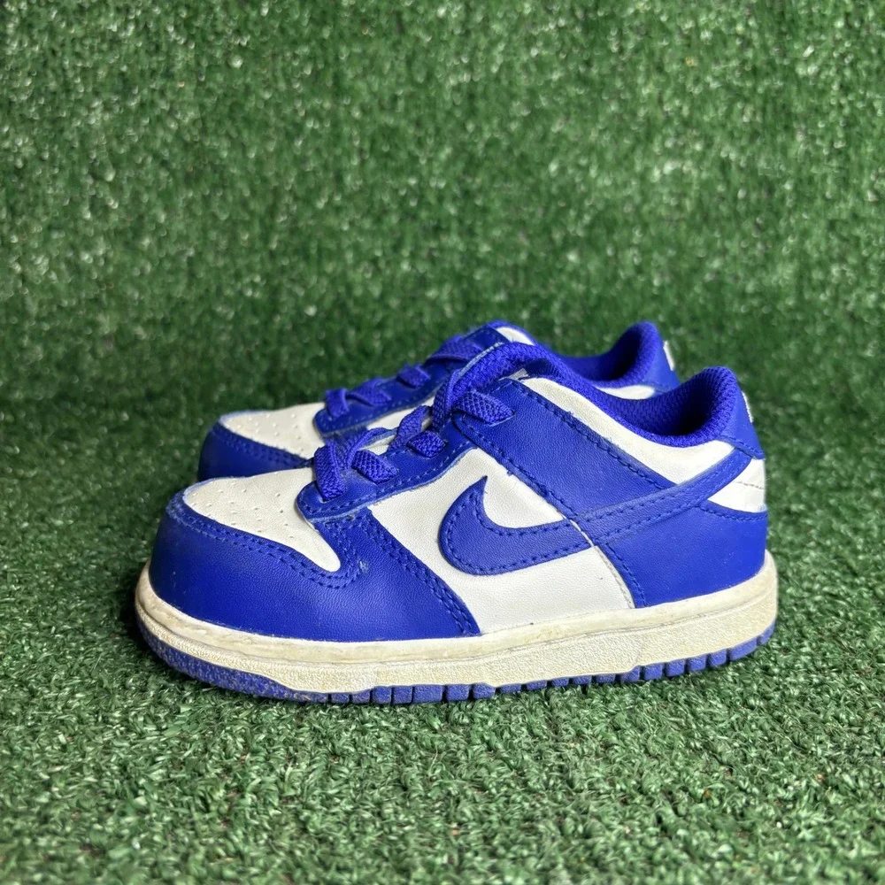 Nike Dunk Low Kentucky Varsity Leather Royal Blue White Sneaker Toddler Size 8C